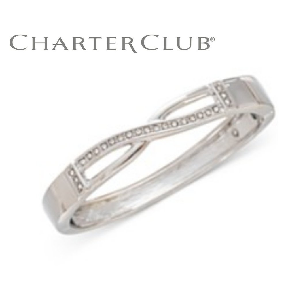 NEW Charter Club CrissCross Bangle Bracelet Silver - Picture 3 of 9